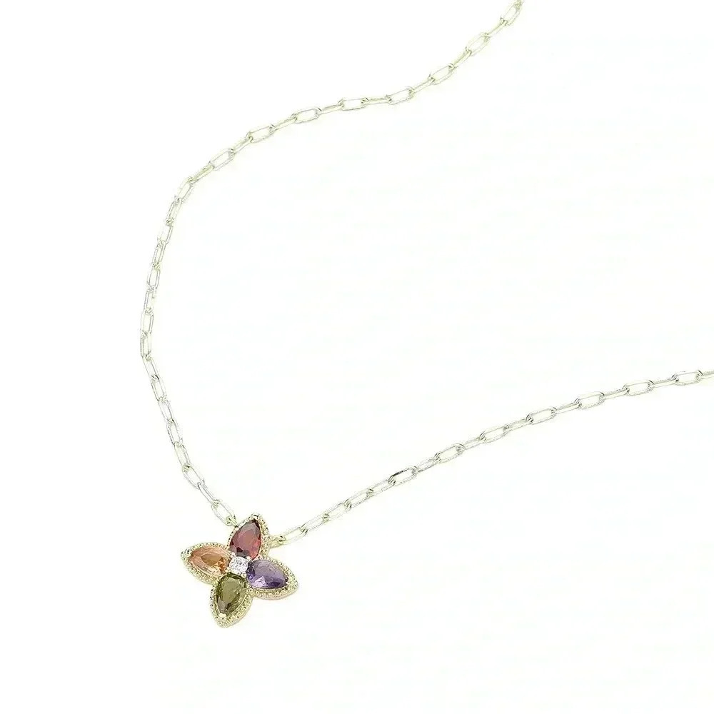 14K GP CZ Paper Clip Chain Pendant